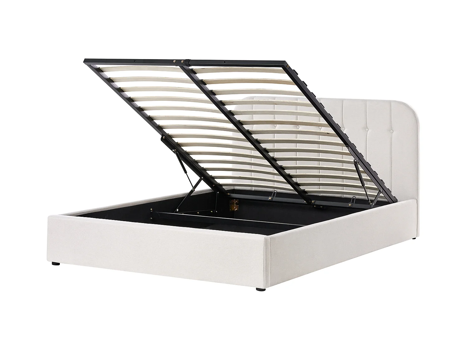 Lit ottoman Tissu CHALLANS 160 x 200 cm Blanc cassé