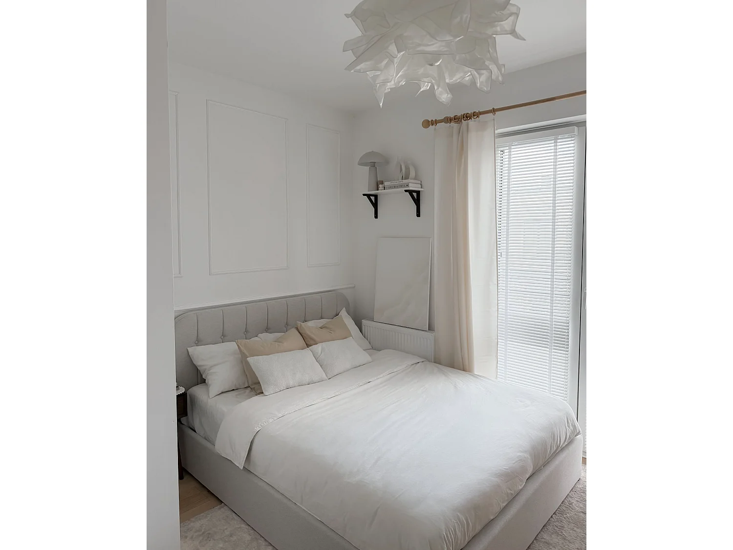 Lit ottoman CHALLANS Tissu Blanc cassé 160 x 200 cm