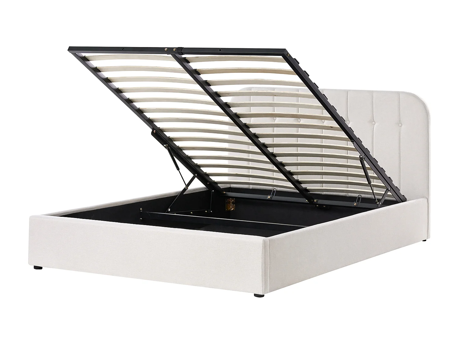 Lit ottoman Tissu CHALLANS 160 x 200 cm Blanc cassé