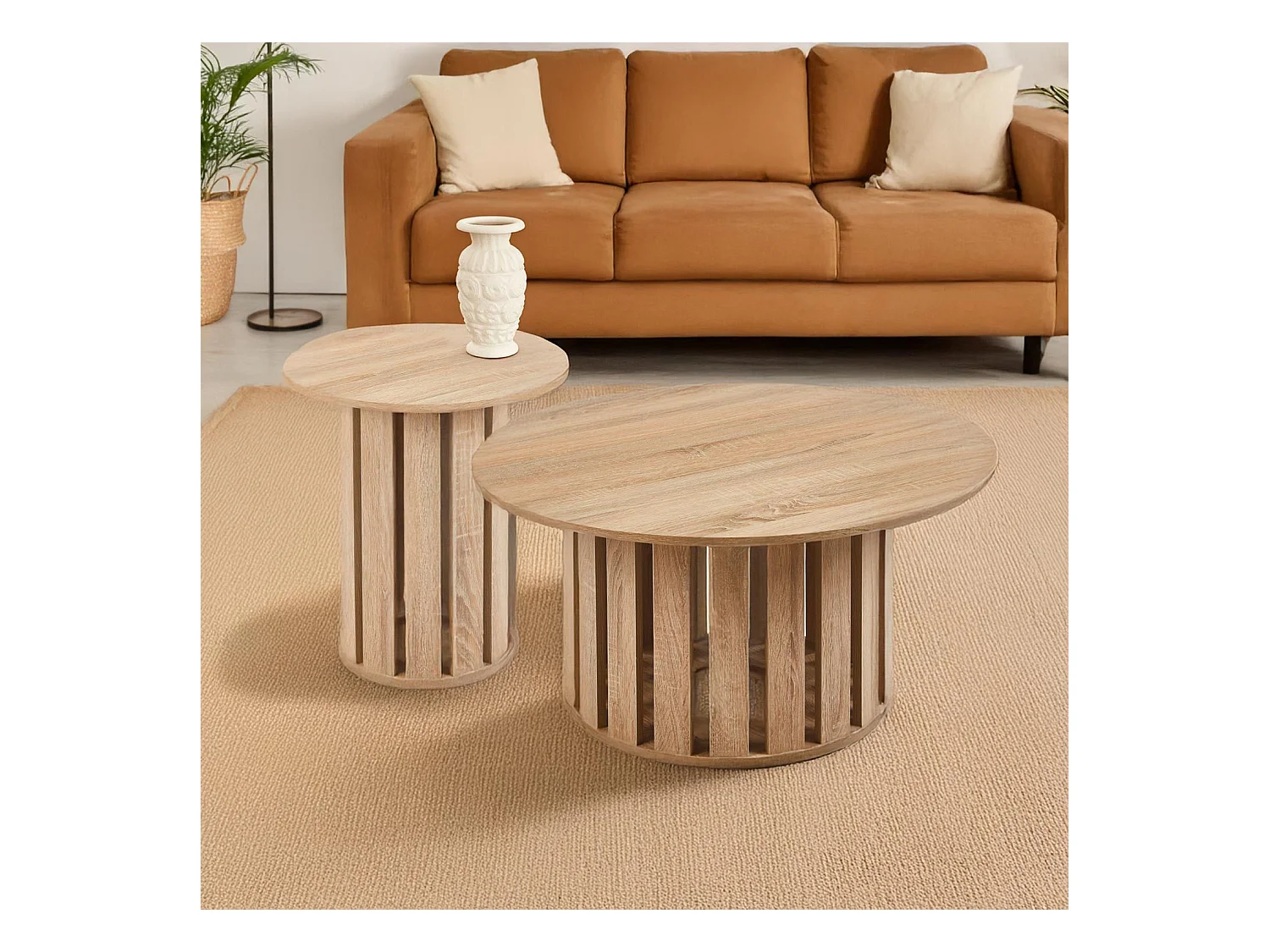 Ensemble de 2 tables basses Annabel Chêne clair