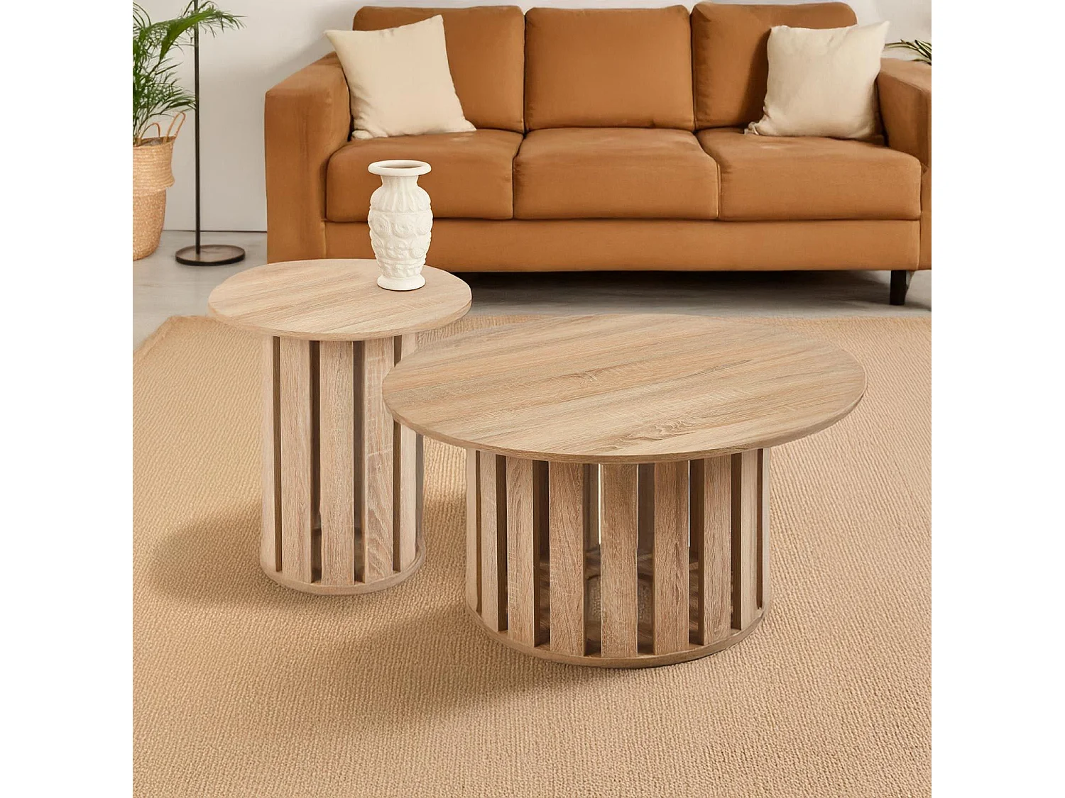 Ensemble de 2 tables basses Annabel Chêne clair