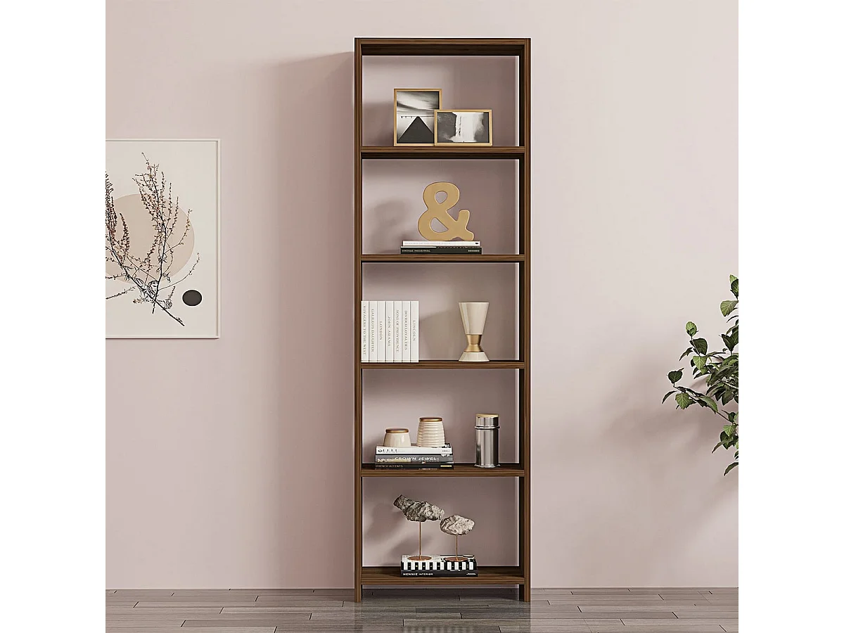 Bücherregal – 50 x 160 x 19,6 cm – Walnussfarbe – melaminbeschichtete Spanplatte