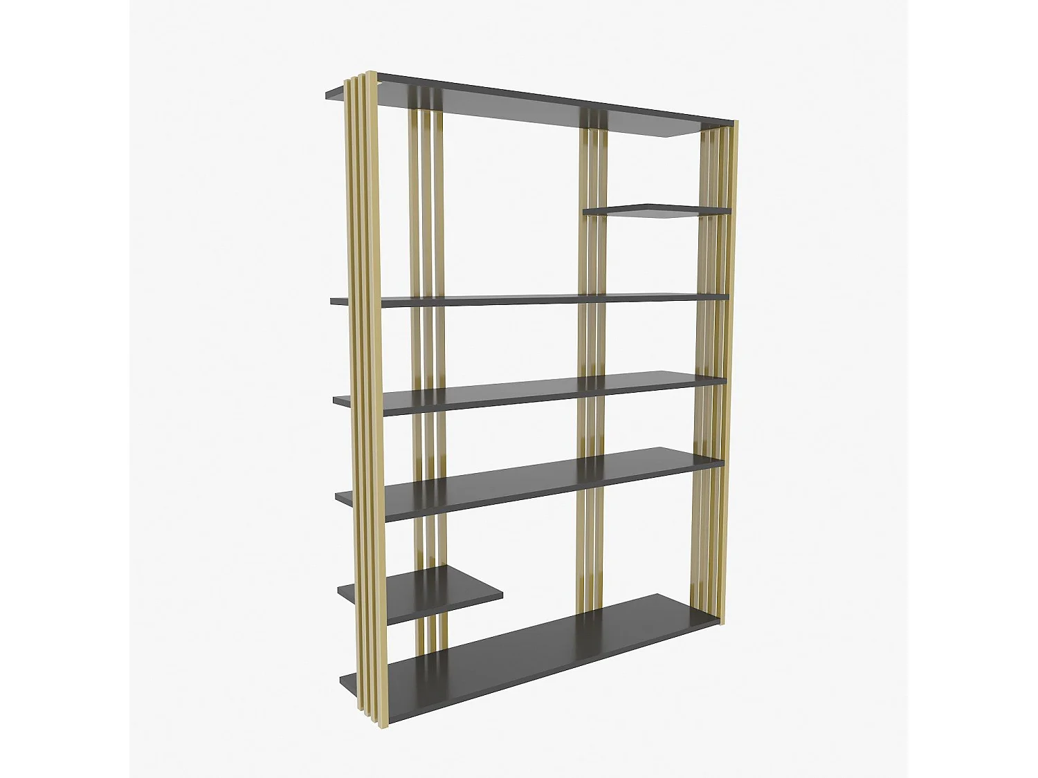 Edles Regal in Anthrazit und Gold, 120 x 160 x 29,6 cm | 100 % melaminbeschichtete Spanplatte, 18 mm stark | Moderne Aufbewahrungslösung für