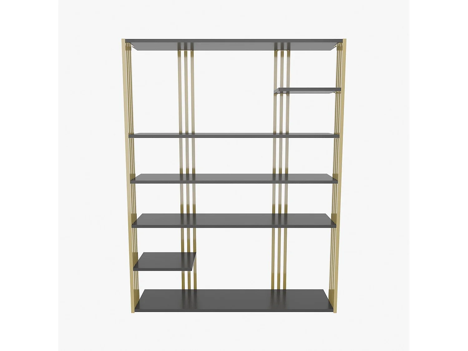 Edles Regal in Anthrazit und Gold, 120 x 160 x 29,6 cm | 100 % melaminbeschichtete Spanplatte, 18 mm stark | Moderne Aufbewahrungslösung für