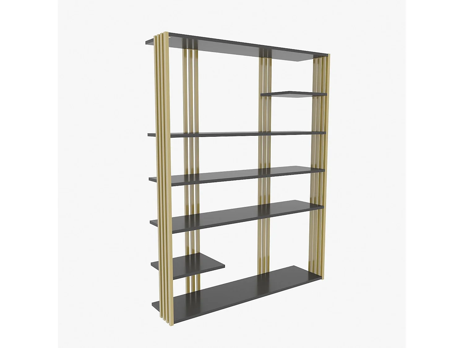 Edles Regal in Anthrazit und Gold, 120 x 160 x 29,6 cm | 100 % melaminbeschichtete Spanplatte, 18 mm stark | Moderne Aufbewahrungslösung für