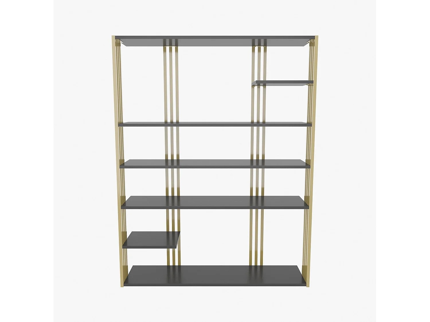 Edles Regal in Anthrazit und Gold, 120 x 160 x 29,6 cm | 100 % melaminbeschichtete Spanplatte, 18 mm stark | Moderne Aufbewahrungslösung für