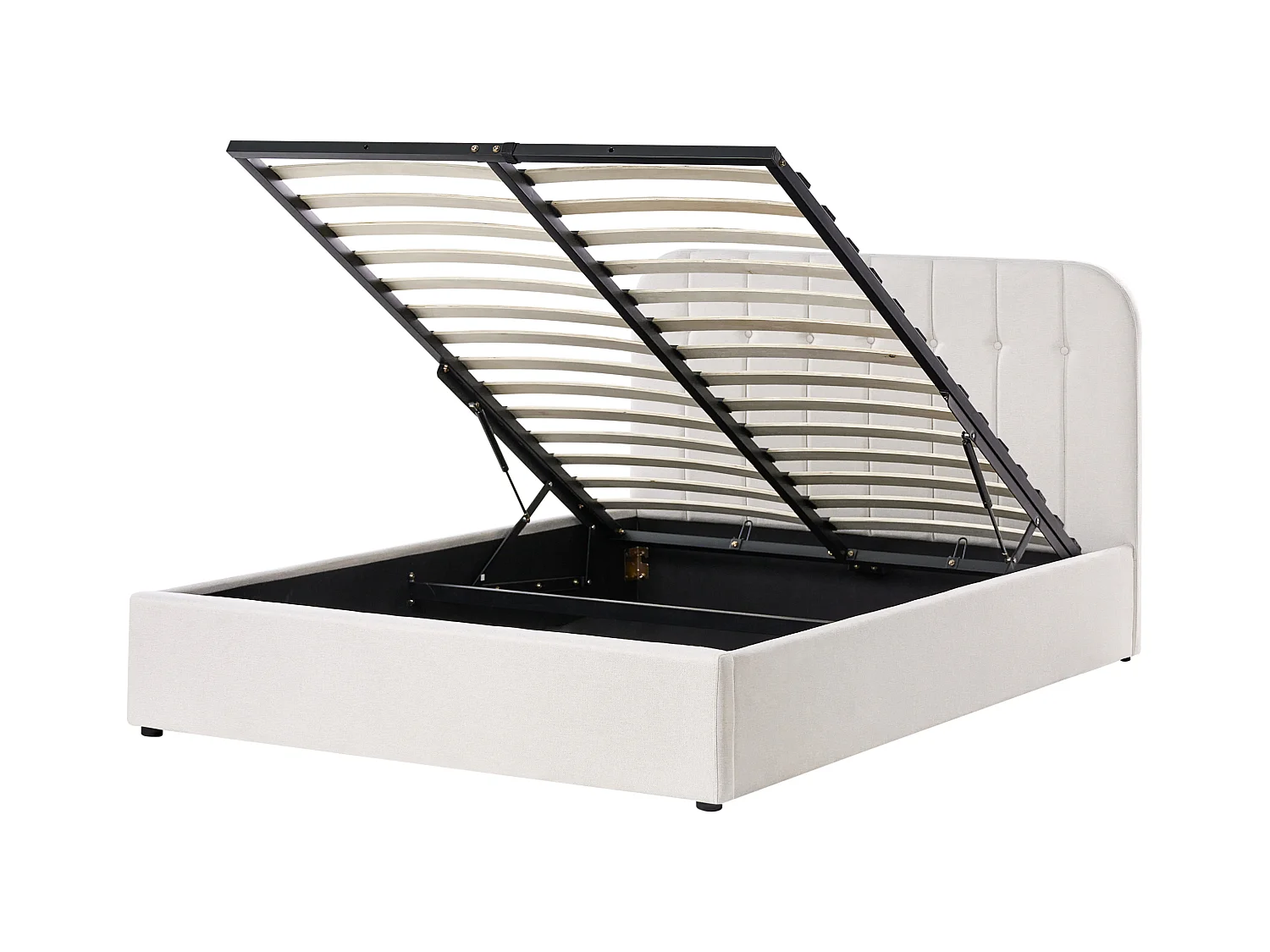 Lit ottoman Tissu CHALLANS 140 x 200 cm Blanc cassé