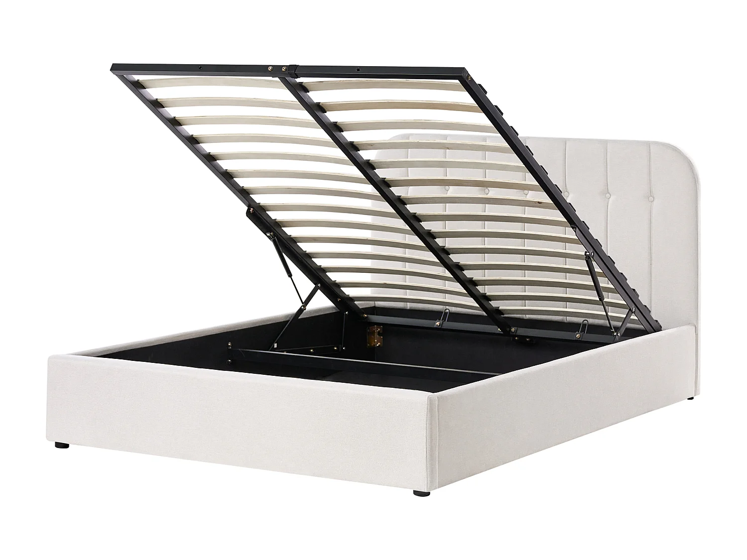 Lit ottoman Tissu CHALLANS 140 x 200 cm Blanc cassé