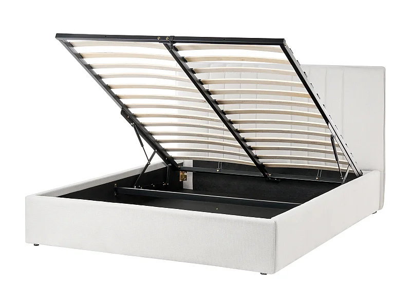 Lit ottoman Tissu TARASCON 140 x 200 cm Beige clair