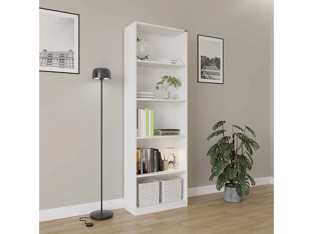 Bibliothèque – 64 cm x 182 cm x 26 cm – Blanc – Panneaux de particules mélaminés