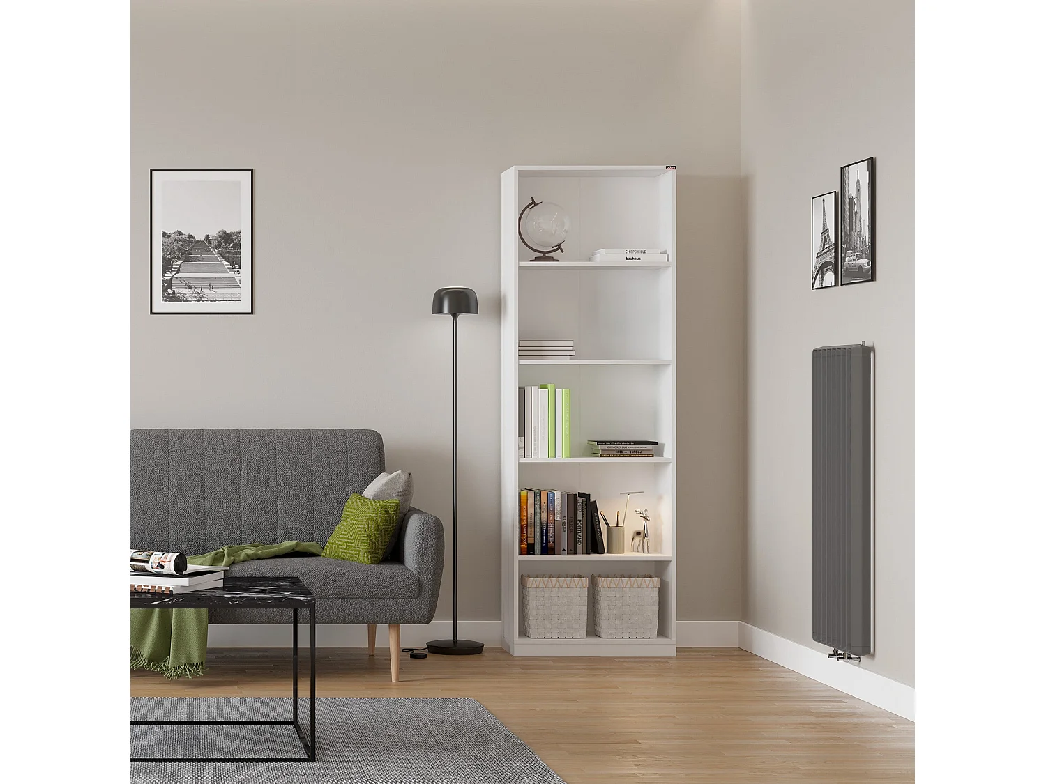 Bibliothèque – 64 cm x 182 cm x 26 cm – Blanc – Panneaux de particules mélaminés