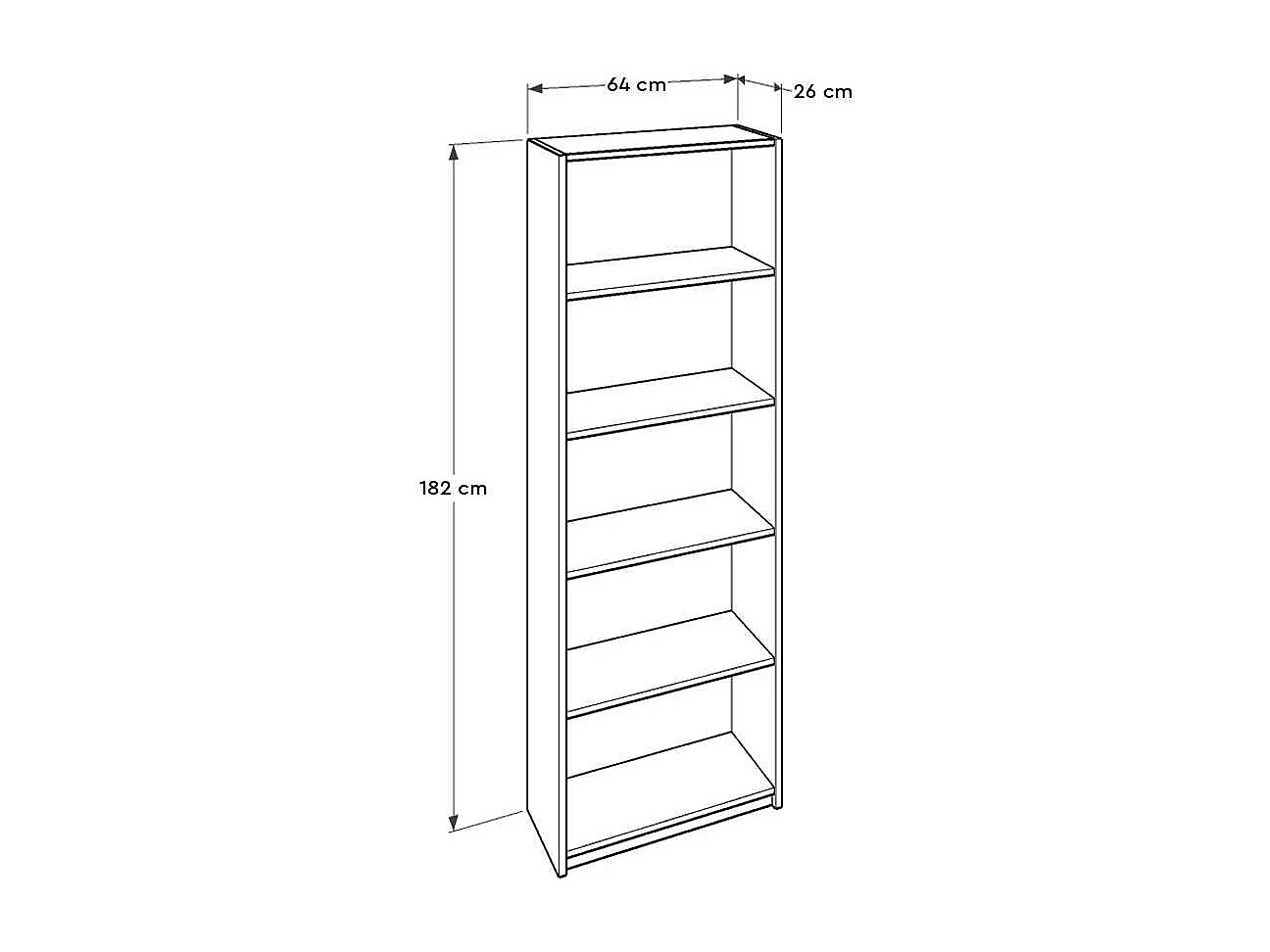 Bibliothèque – 64 cm x 182 cm x 26 cm – Blanc – Panneaux de particules mélaminés