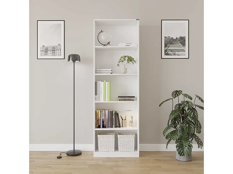 Bibliothèque – 64 cm x 182 cm x 26 cm – Blanc – Panneaux de particules mélaminés
