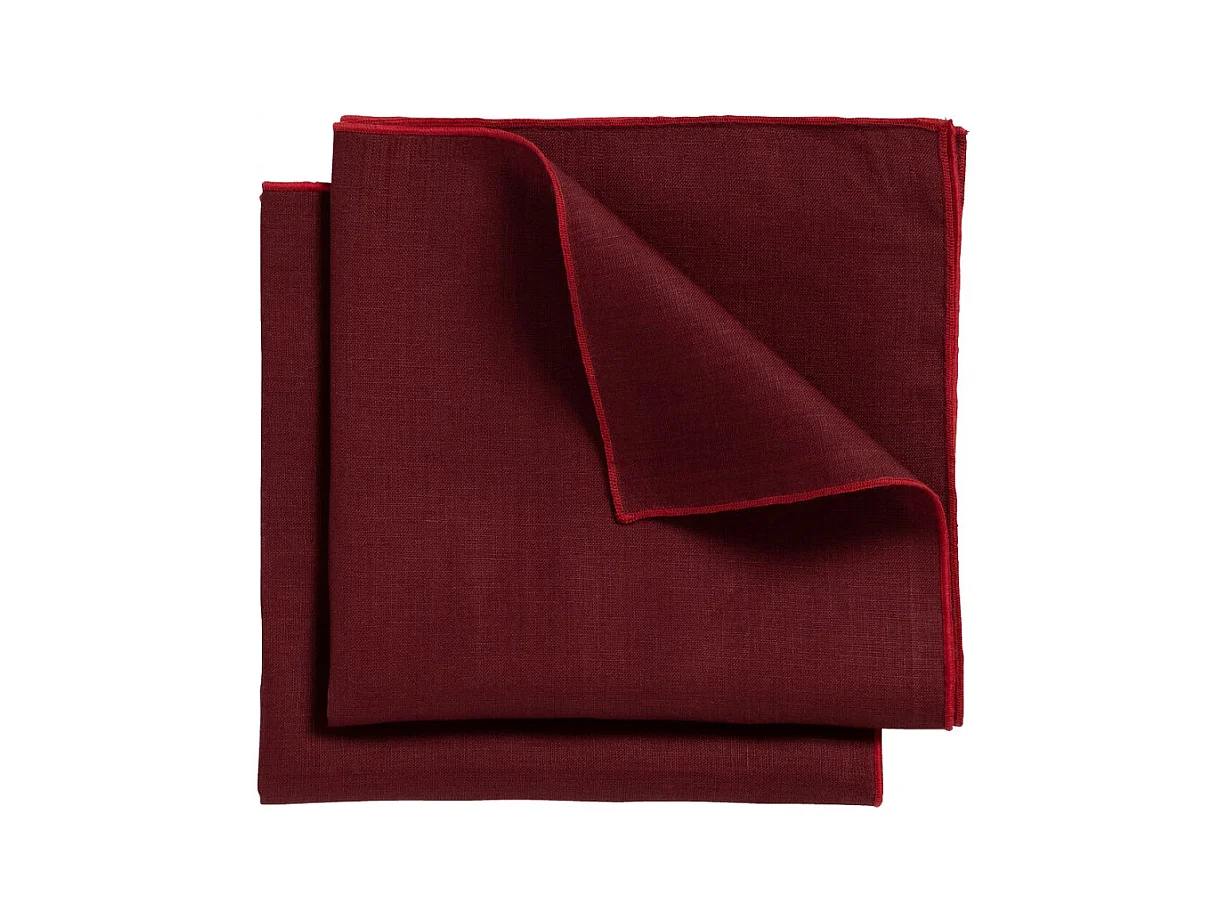 Lot 2 serviettes de table lin, coton rouge 41 x 41 cm - CONSTELLA 0402