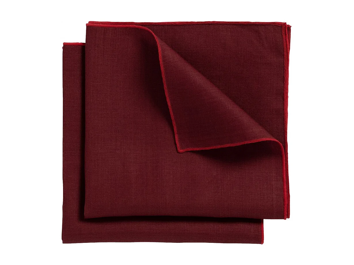 Lot 2 serviettes de table lin, coton rouge 41 x 41 cm - CONSTELLA 0402