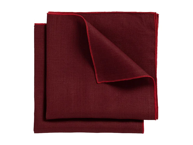 Lot 2 serviettes de table lin, coton rouge 41 x 41 cm - CONSTELLA 0402