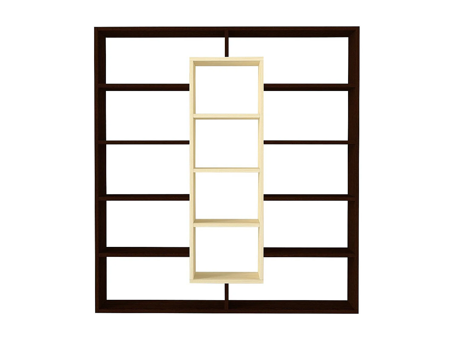 Étagère bibliothéque Alexa H135,7cm Blanc crème et Bois foncé