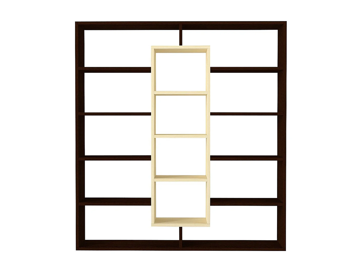 Étagère bibliothéque Alexa H135,7cm Blanc crème et Bois foncé