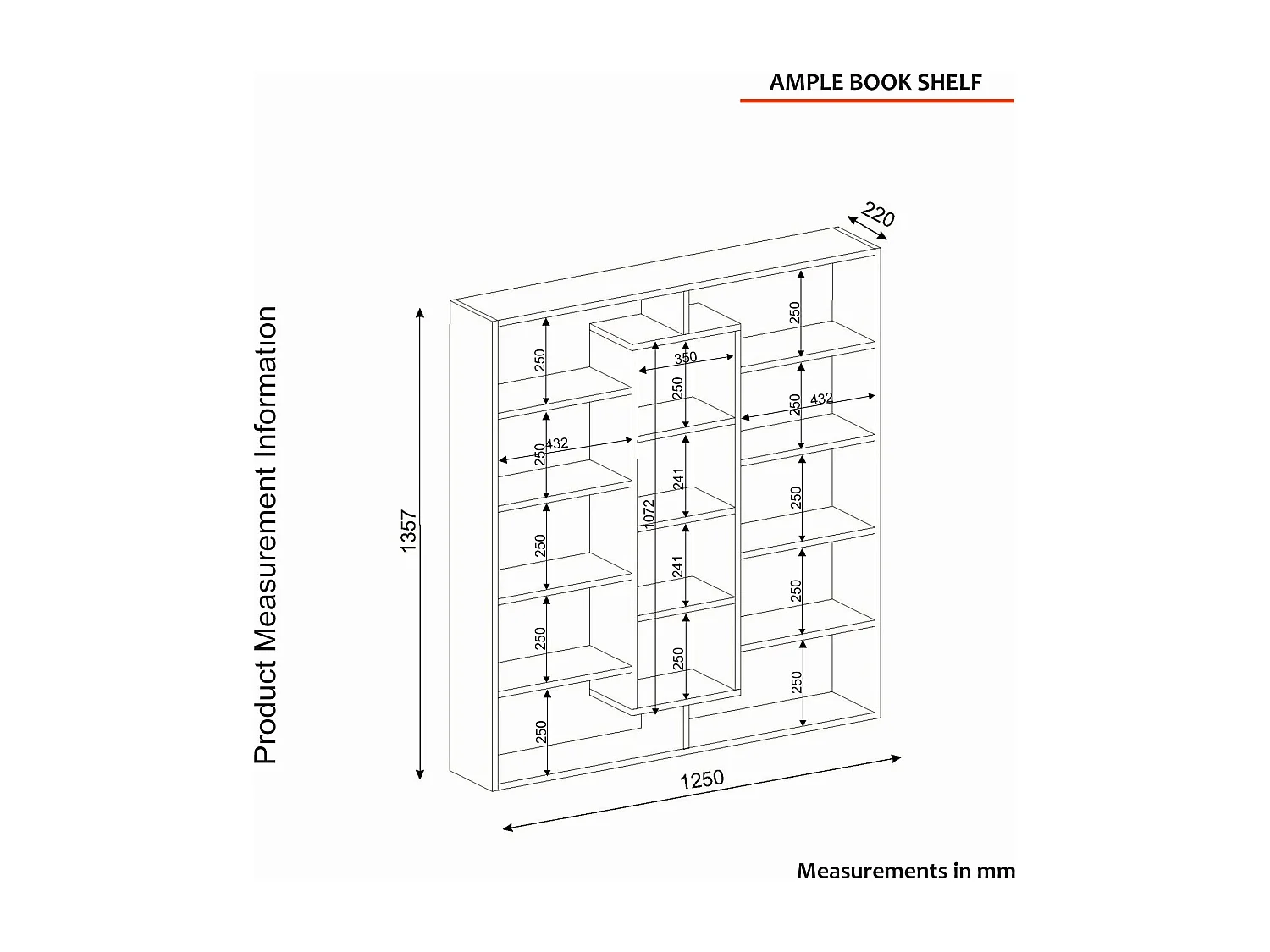 Étagère bibliothéque Alexa H135,7cm Blanc crème et Bois foncé