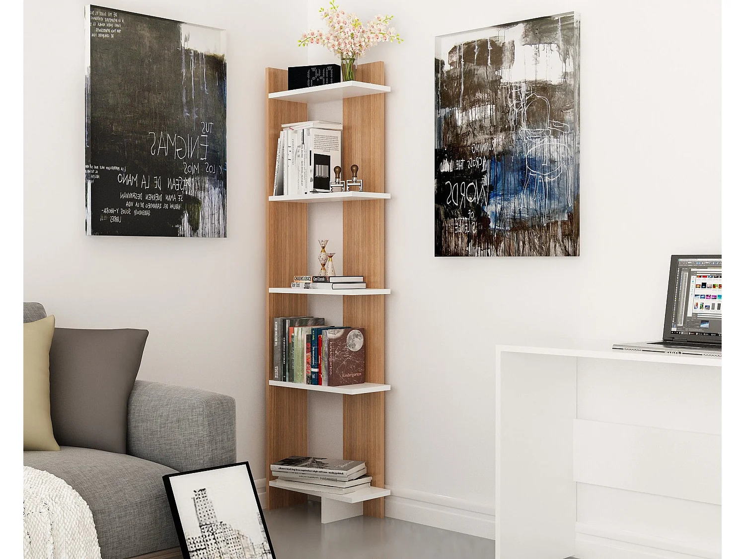 Estantería Kailua 1074, Abierta sin pared trasera, Aglomerado laminado, 170x45x22cm