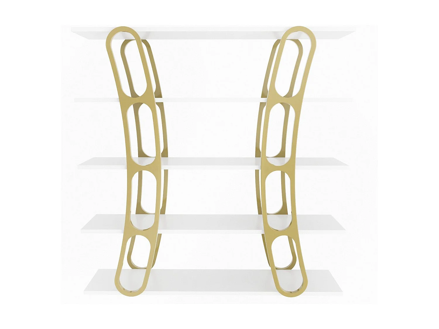 Étagère bibliothèque design Fortin H120cm Blanc et Or