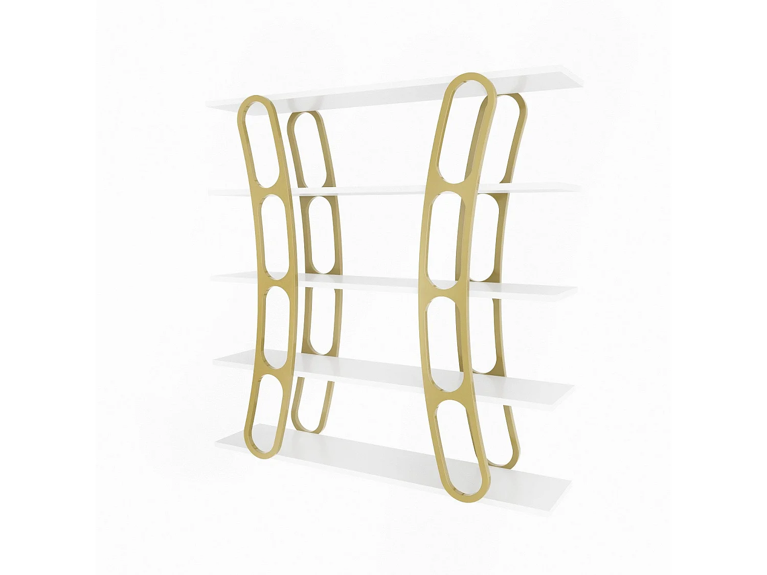 Étagère bibliothèque design Fortin H120cm Blanc et Or