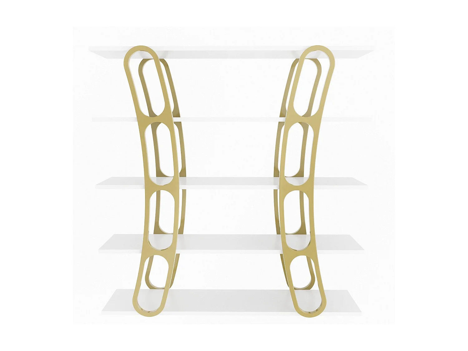 Étagère bibliothèque design Fortin H120cm Blanc et Or