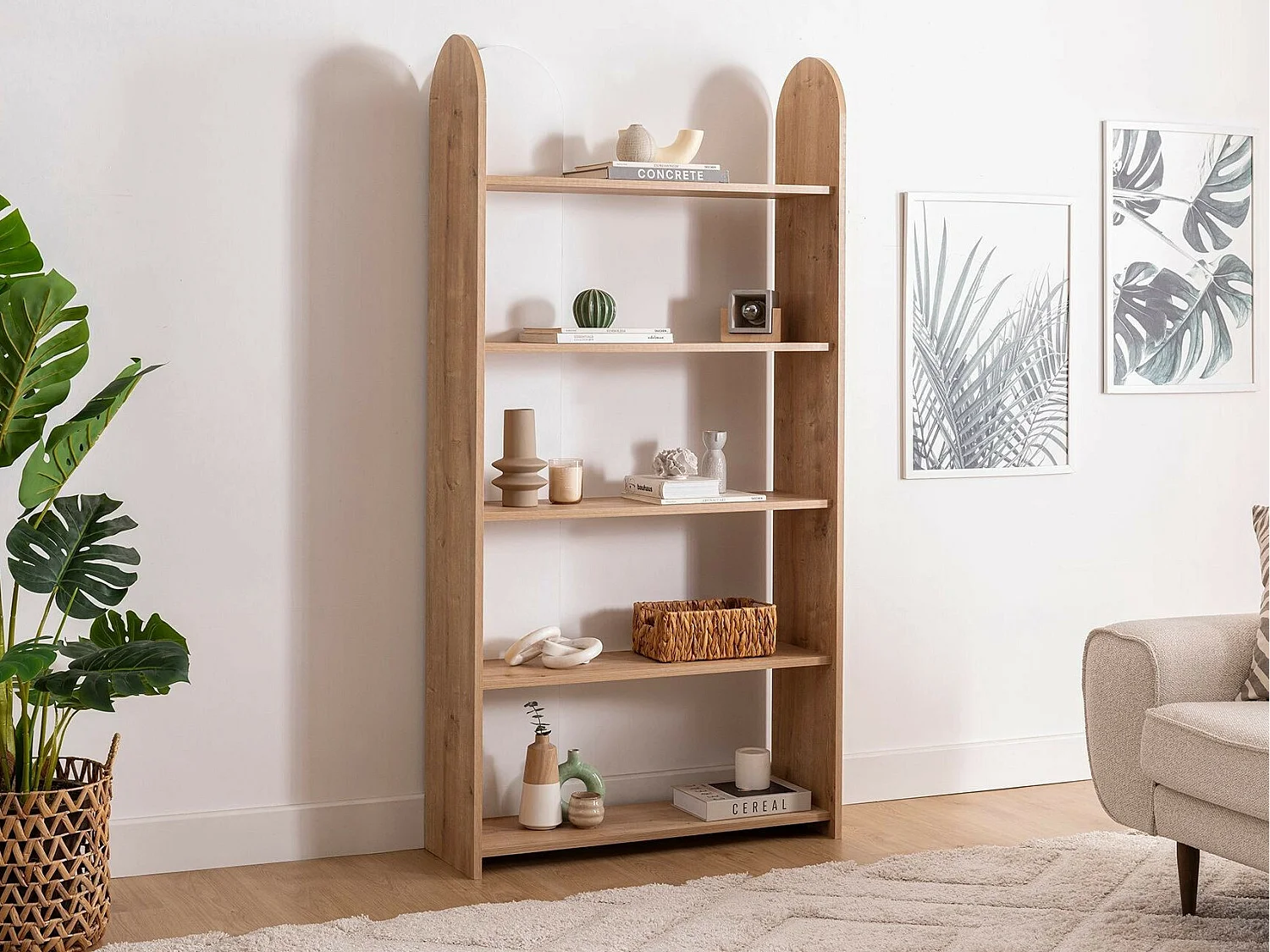 Bibliothèque – 90cm x 30cm x 180cm – Saphir et Blanc – Panneau de particules mélaminé