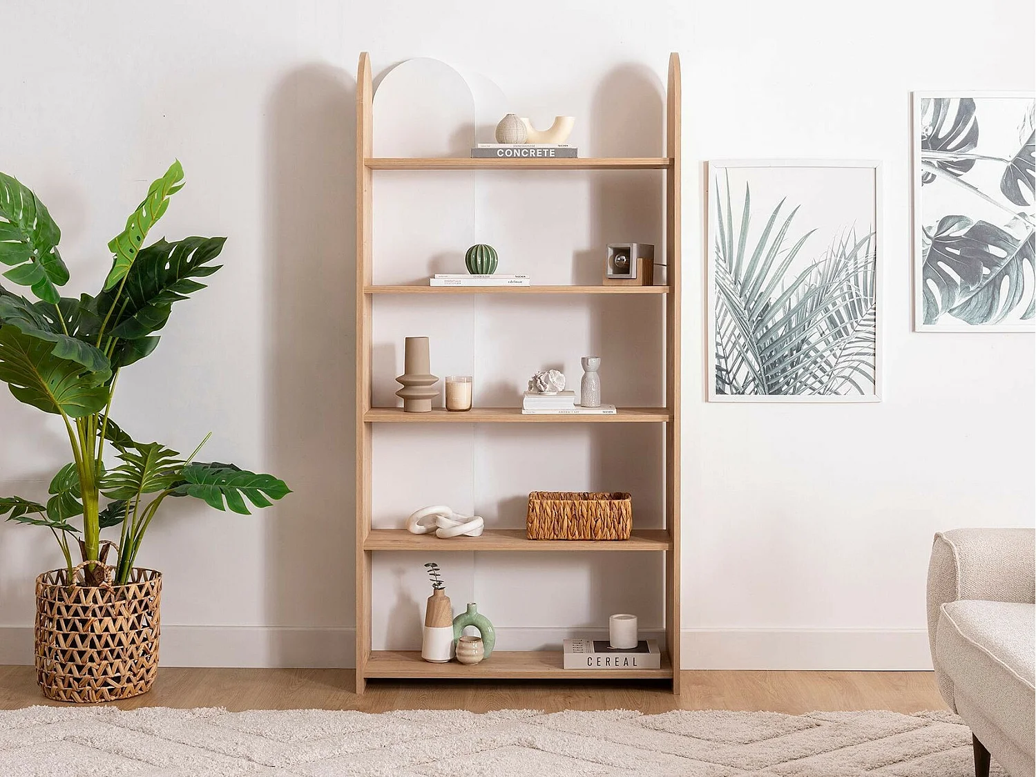 Bibliothèque – 90cm x 30cm x 180cm – Saphir et Blanc – Panneau de particules mélaminé