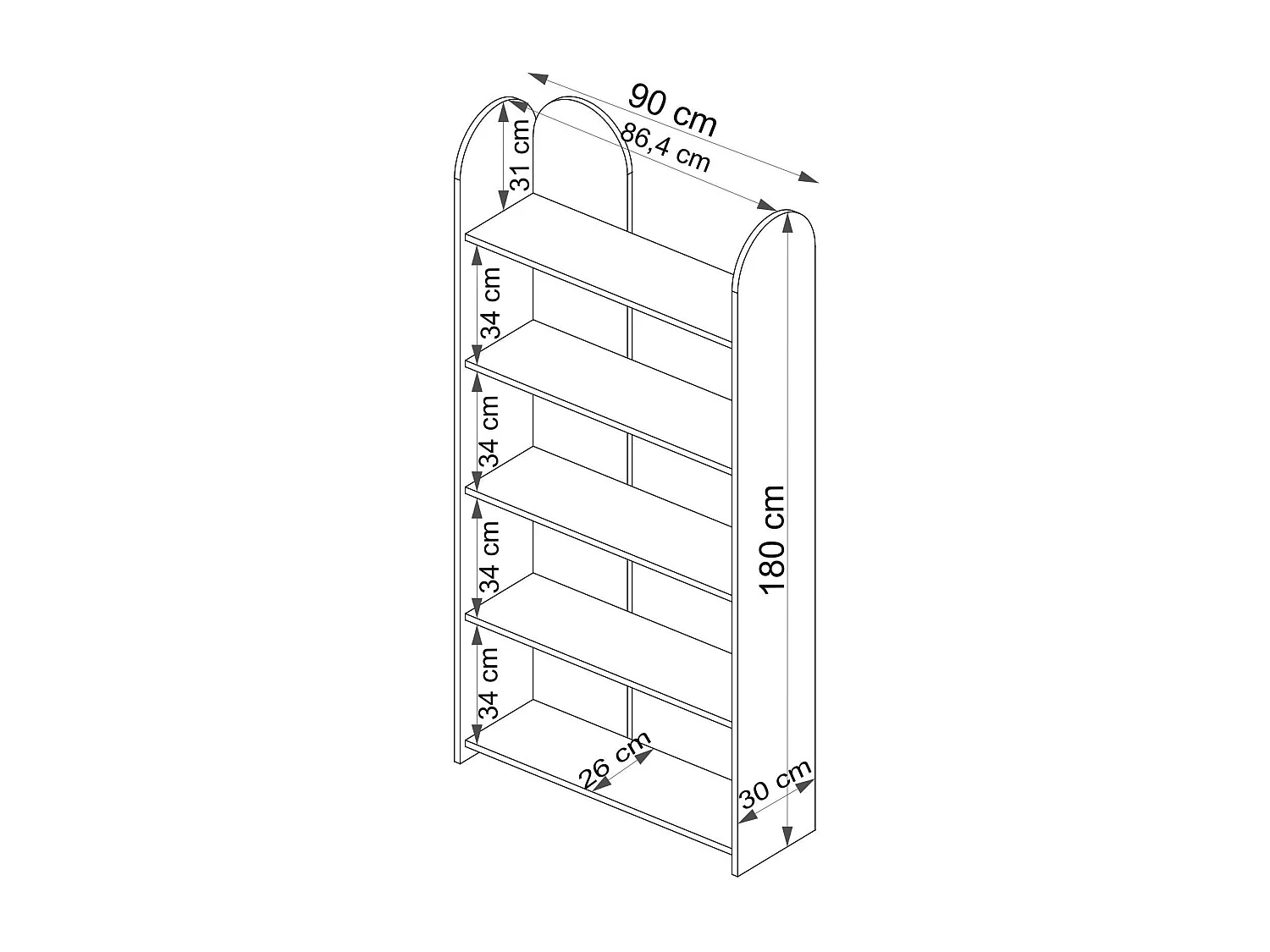 Bibliothèque – 90cm x 30cm x 180cm – Saphir et Blanc – Panneau de particules mélaminé