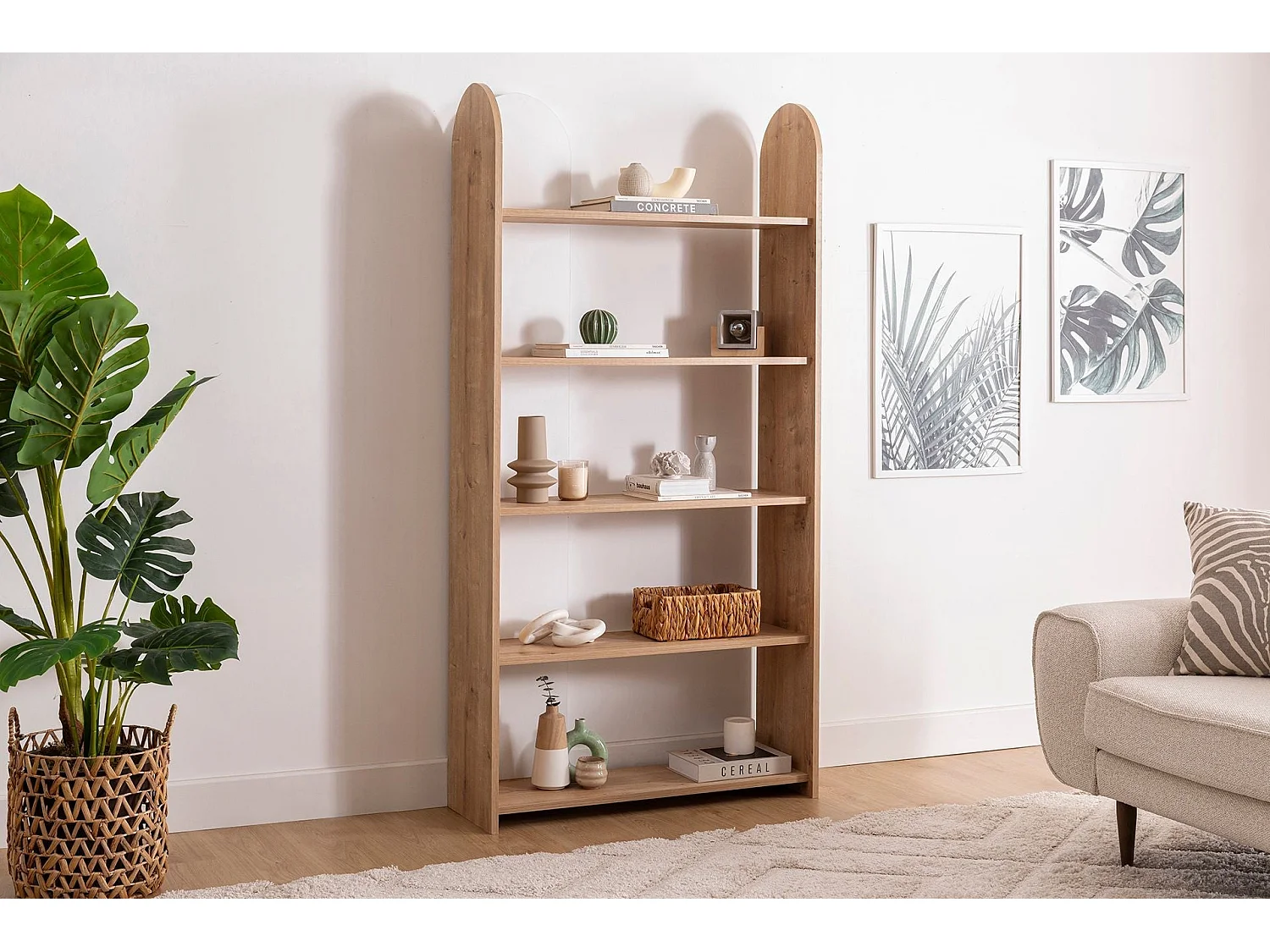 Bibliothèque – 90cm x 30cm x 180cm – Saphir et Blanc – Panneau de particules mélaminé