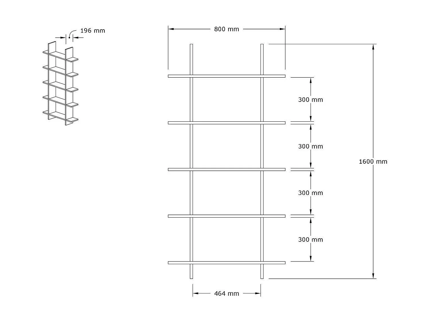 Półka skandynawska – 80 x 160 x 19,6 cm – szafir i antracyt – płyta wiórowa pokryta melaminą
