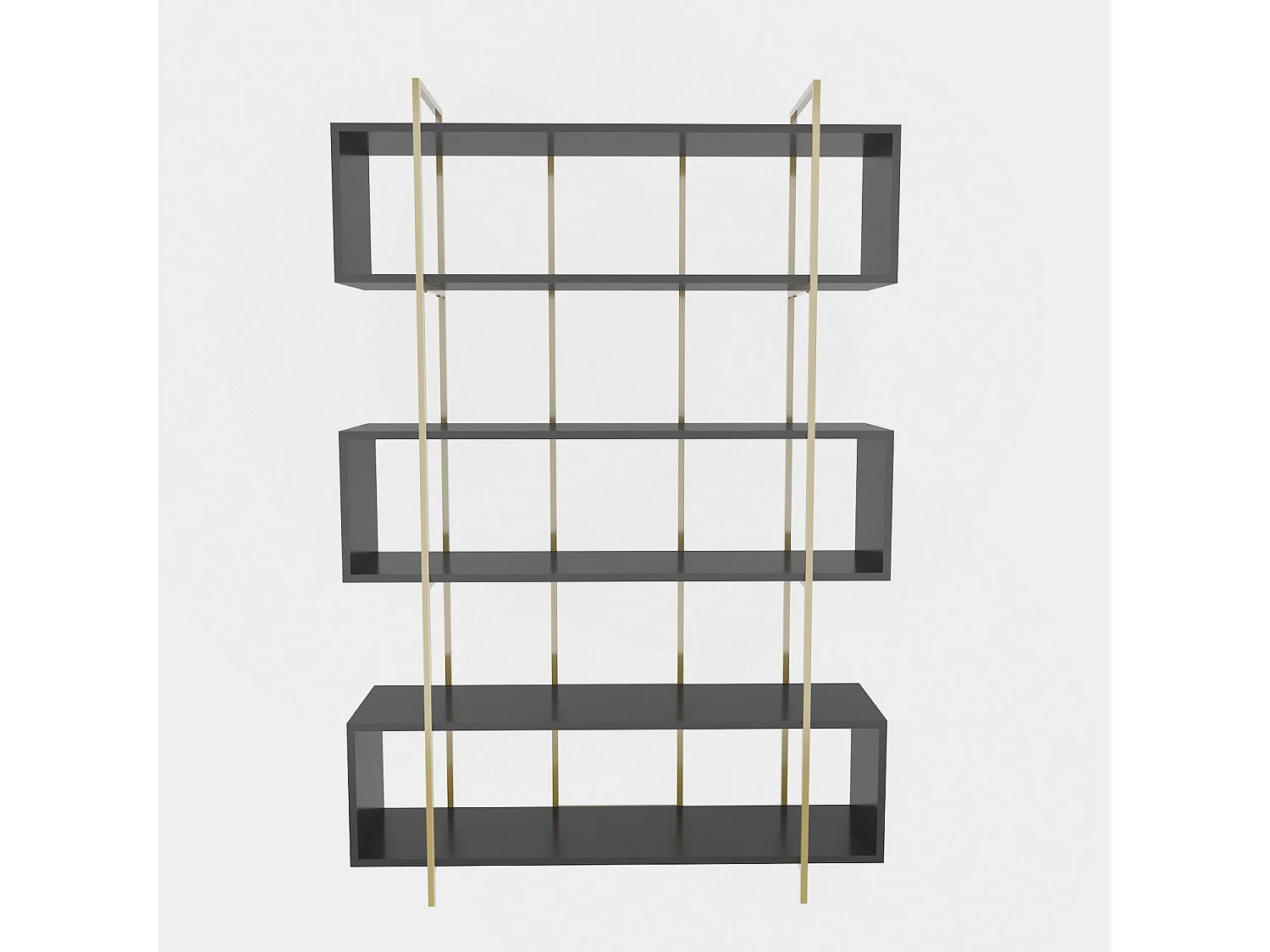 Edles Regal in Anthrazit und Gold, 120 x 180 x 29,6 cm | 100 % melaminbeschichtete Spanplatte, 18 mm stark | Moderne Aufbewahrungslösung für