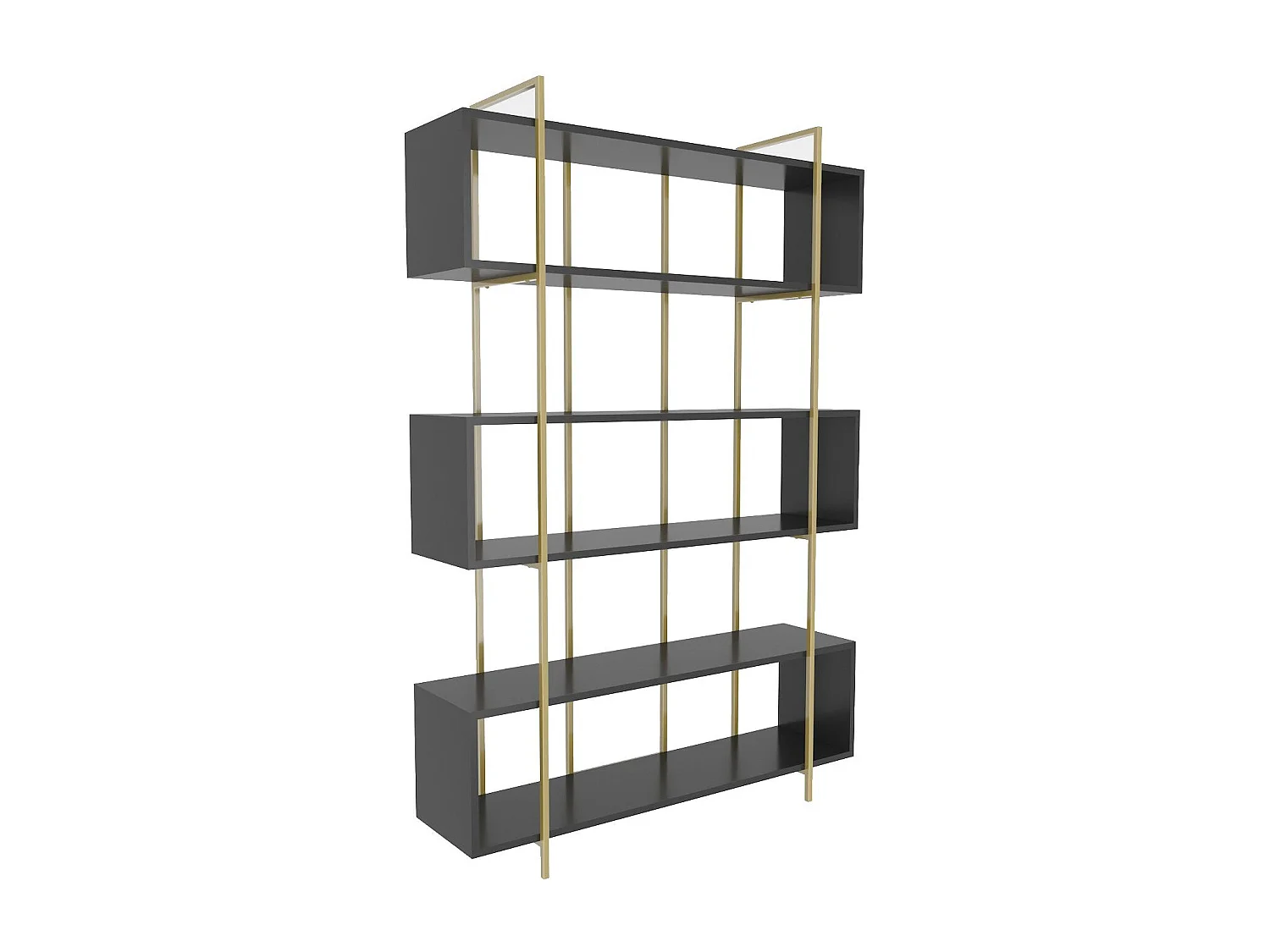 Edles Regal in Anthrazit und Gold, 120 x 180 x 29,6 cm | 100 % melaminbeschichtete Spanplatte, 18 mm stark | Moderne Aufbewahrungslösung für