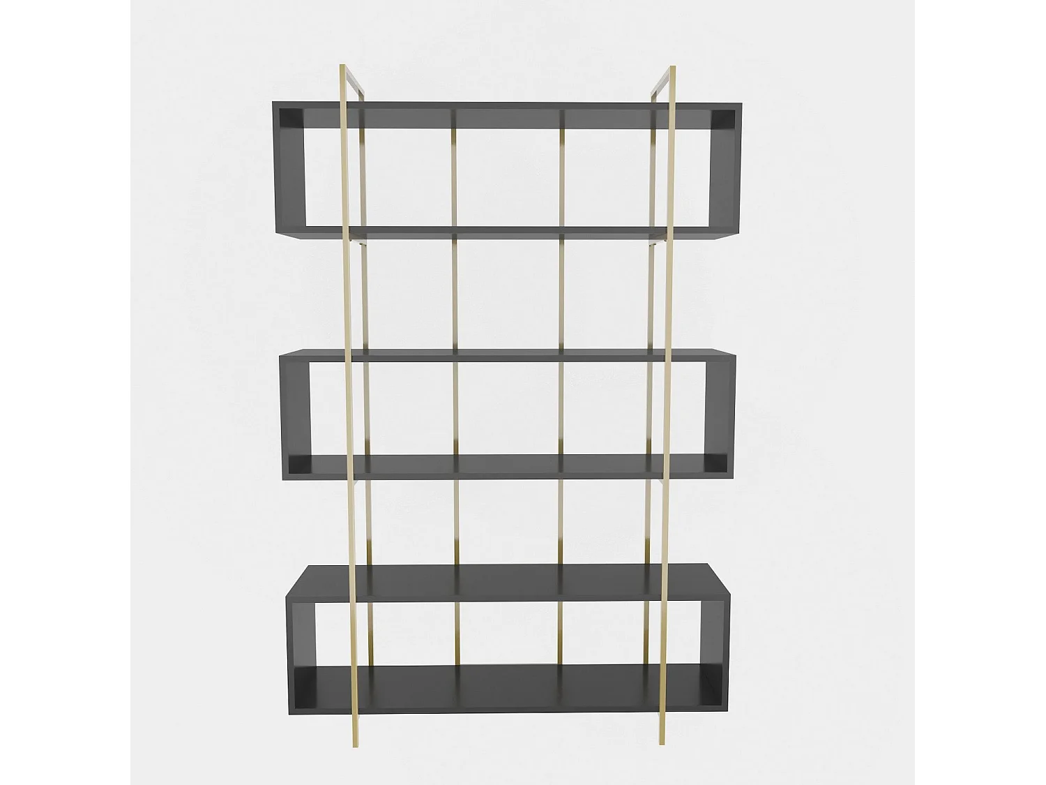 Edles Regal in Anthrazit und Gold, 120 x 180 x 29,6 cm | 100 % melaminbeschichtete Spanplatte, 18 mm stark | Moderne Aufbewahrungslösung für