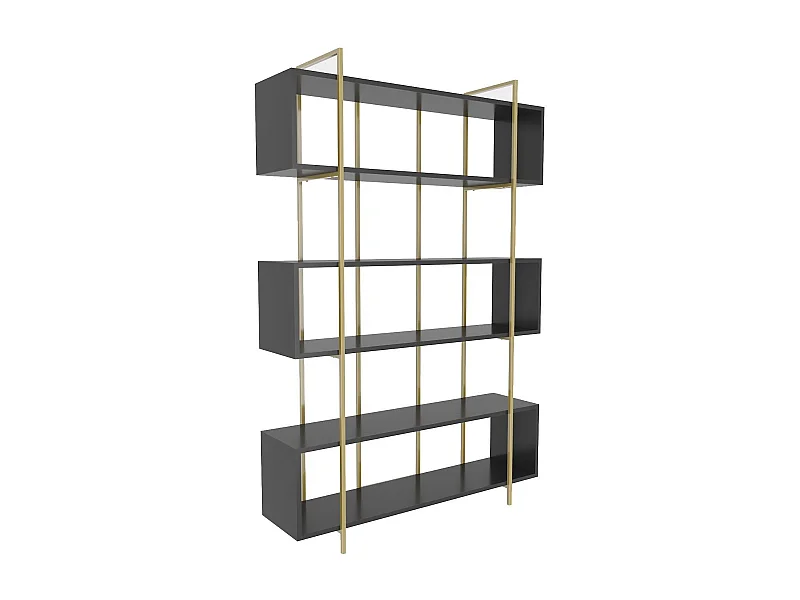 Edles Regal in Anthrazit und Gold, 120 x 180 x 29,6 cm | 100 % melaminbeschichtete Spanplatte, 18 mm stark | Moderne Aufbewahrungslösung für