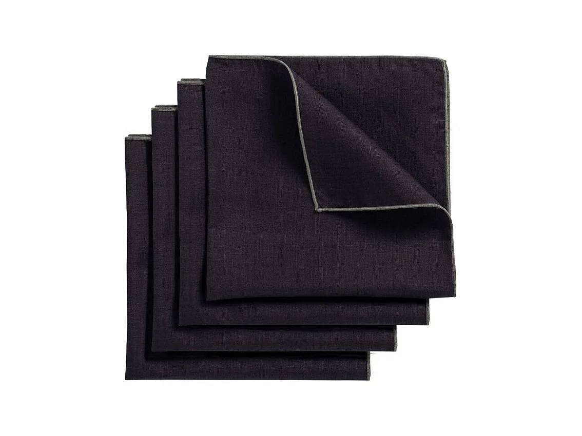Lot 4 serviettes de table lin, coton foncé 41 x 41 cm - CONSTELLA 9482