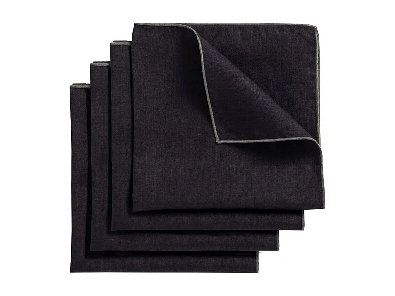 Lot 4 serviettes de table lin, coton foncé 41 x 41 cm - CONSTELLA 9482