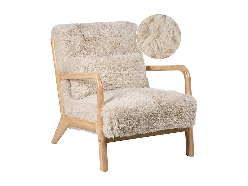 Fauteuil SKOVDE Fourrure synthétique Beige clair