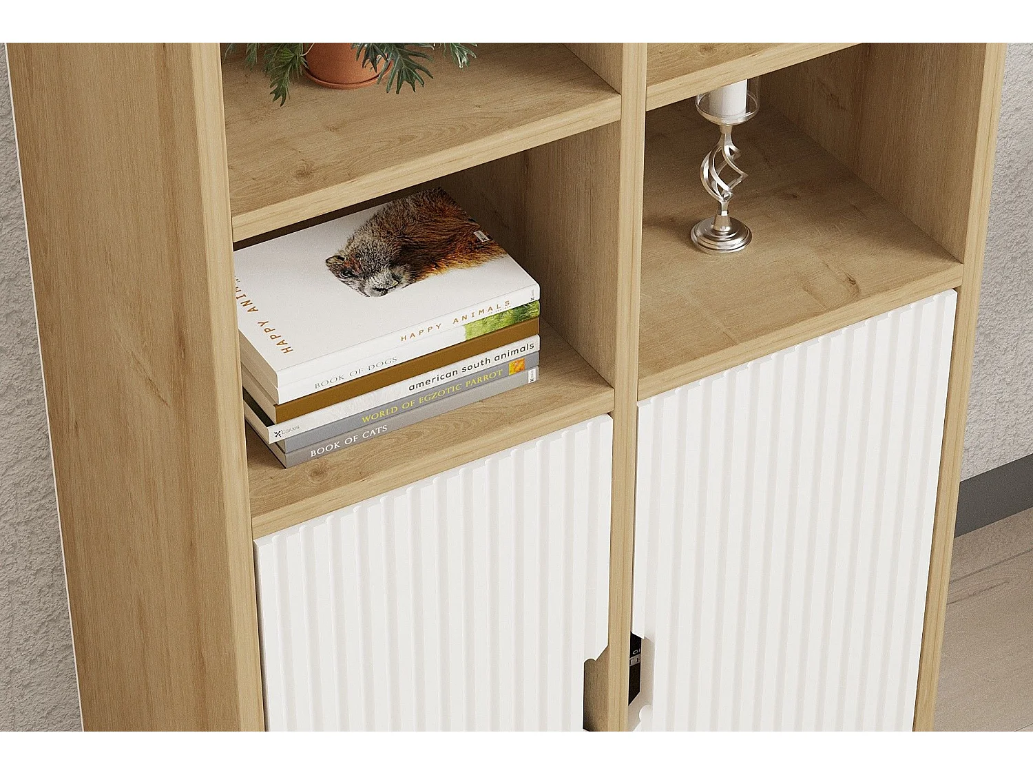 Librería – 58,6 cm x 160 cm x 30 cm – Roble Zafiro y Blanco – Tablero de Partículas