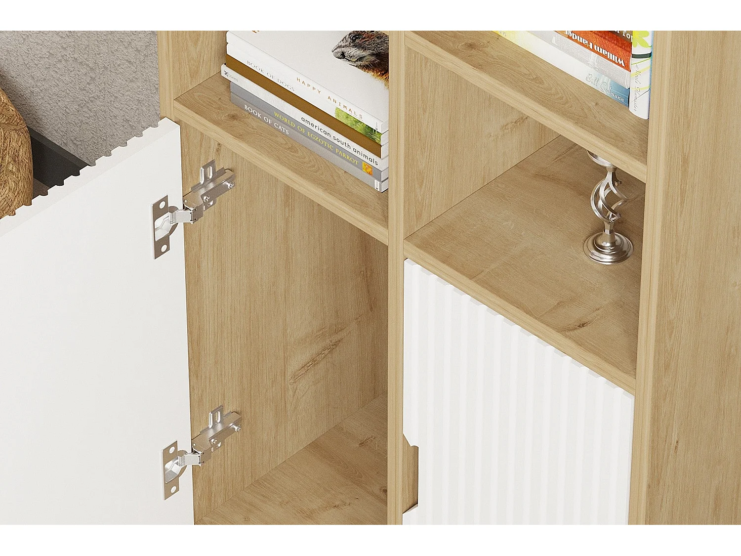 Librería – 58,6 cm x 160 cm x 30 cm – Roble Zafiro y Blanco – Tablero de Partículas