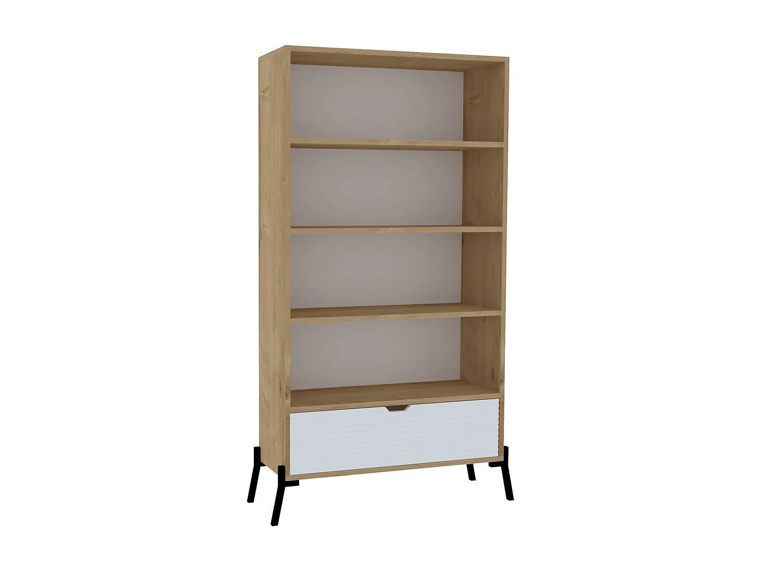 Librería – 83,6 cm x 160 cm x 30 cm – Roble Zafiro y Blanco – Tablero de Partículas y MDF