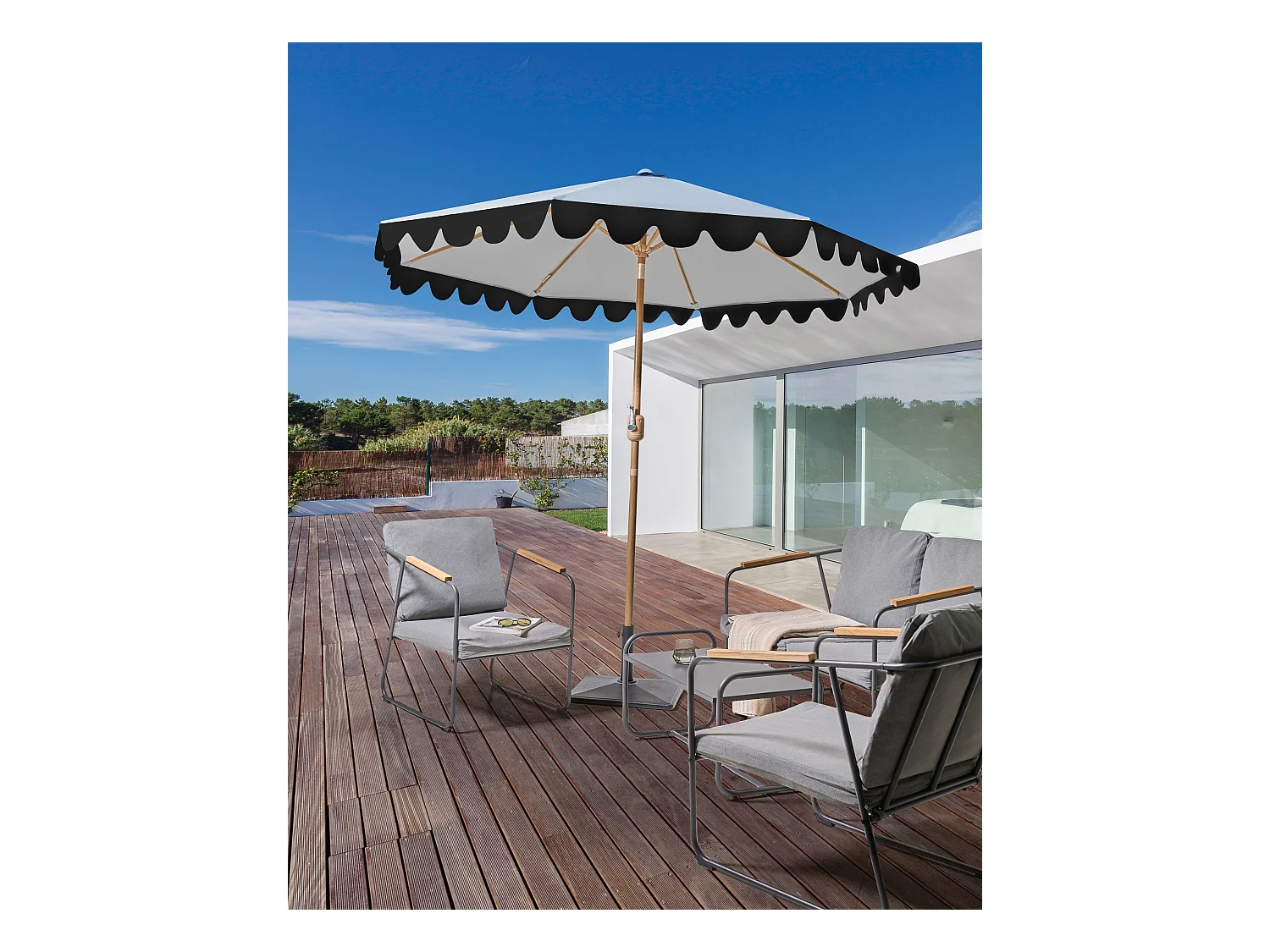Parasol de jardin 270 cm ISOLOTTO Gris