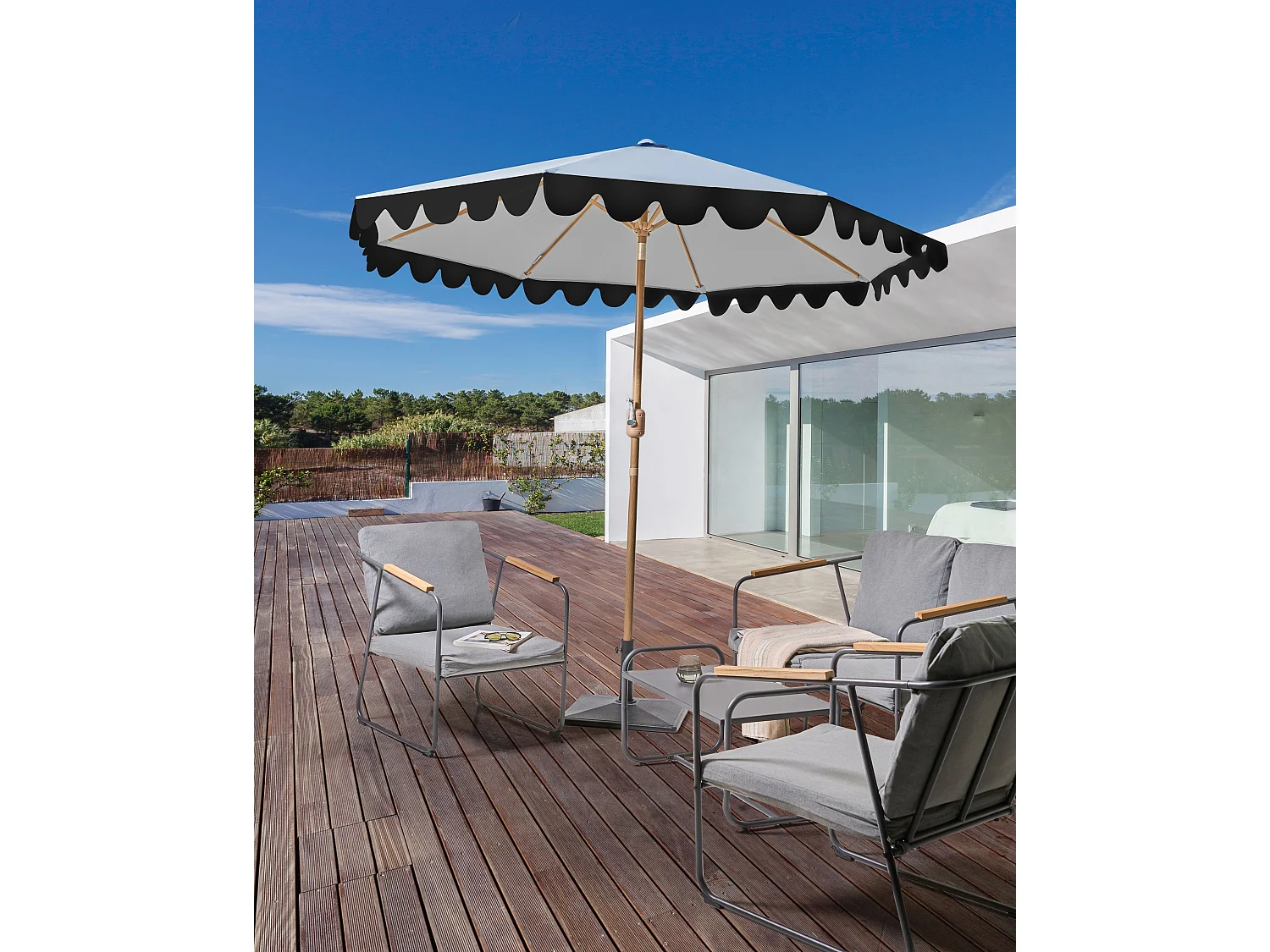 Parasol de jardin 270 cm ISOLOTTO Gris