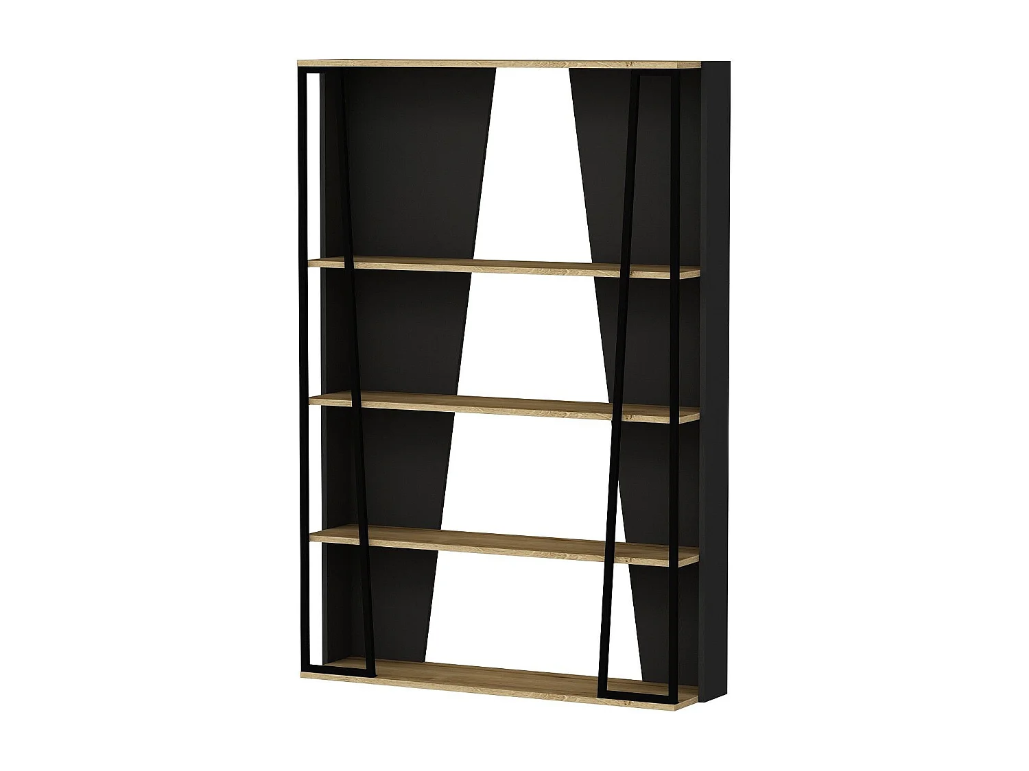 Étagère bibliothèque design Sirene L124cm Bois clair et Noir et Métal Noir