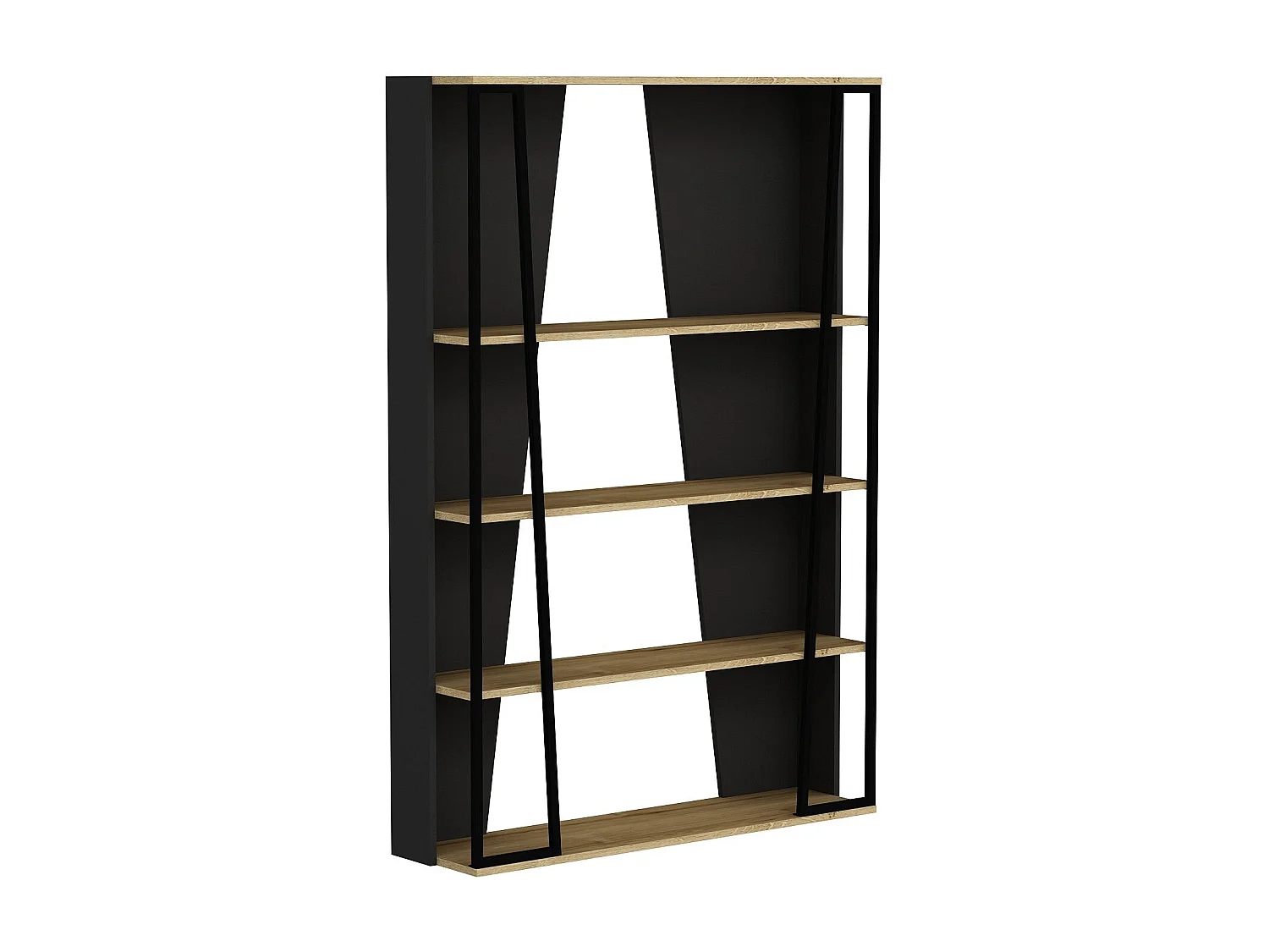 Étagère bibliothèque design Sirene L124cm Bois clair et Noir et Métal Noir