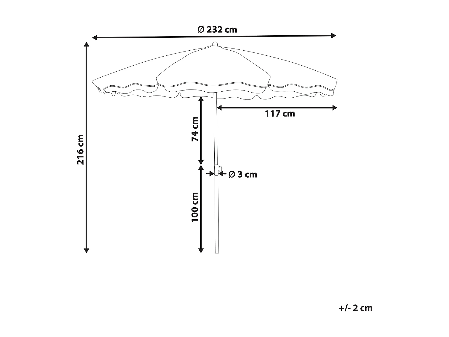 Parasol de jardin 232 cm SESTRIERE Beige