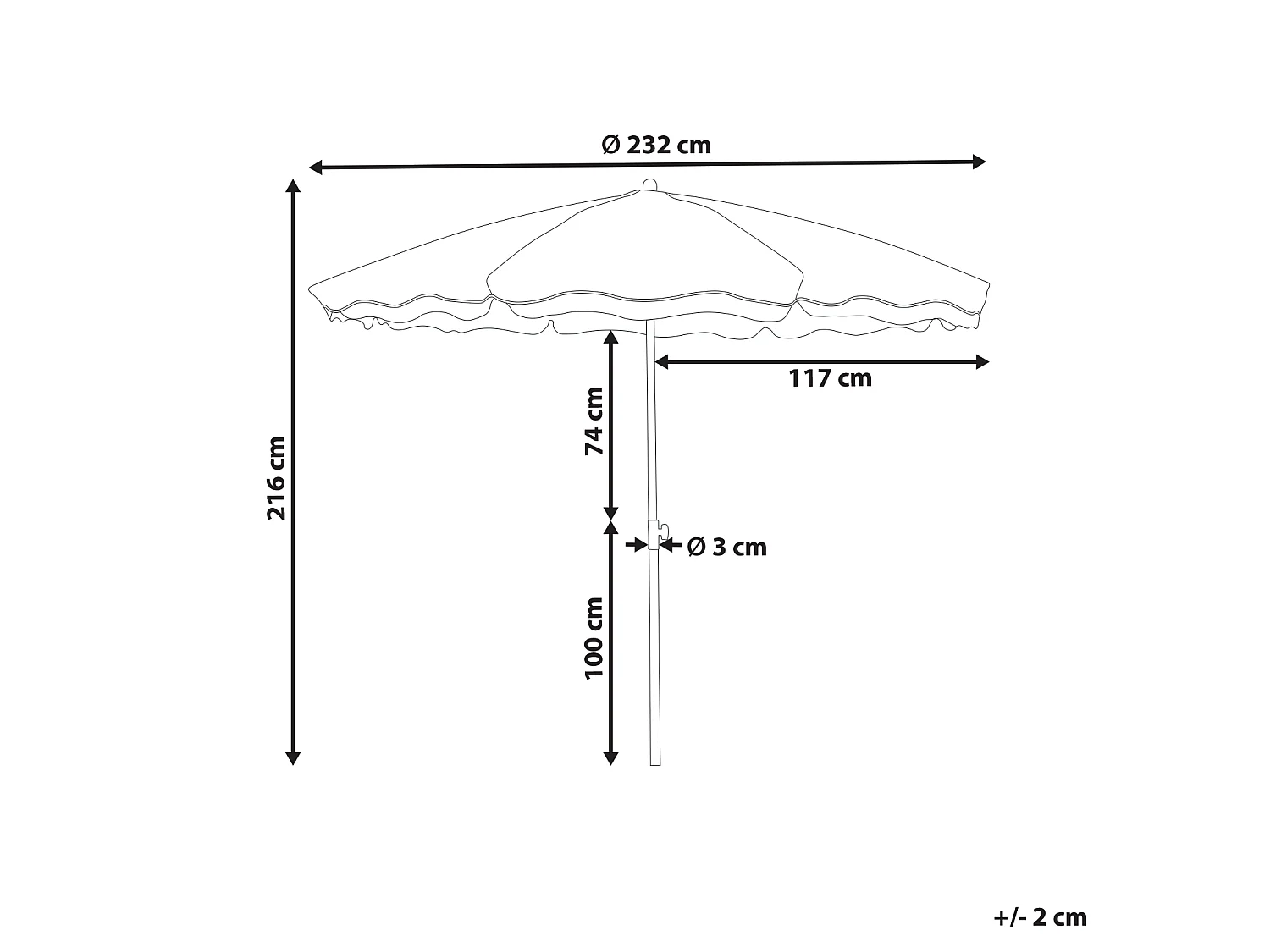Parasol de jardin 232 cm SESTRIERE Beige