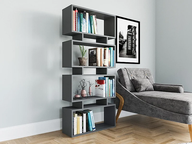 Regał na książki – 72 cm x 25 cm x 161 cm – antracyt – płyta wiórowa pokryta melaminą