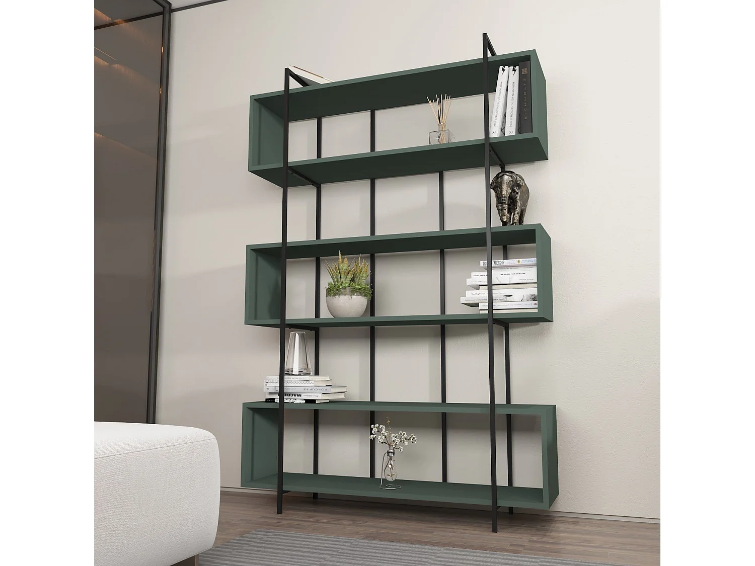 Estantería Kailua 1245, Abierta sin pared trasera, Metal|Aglomerado laminado, 180x120cm